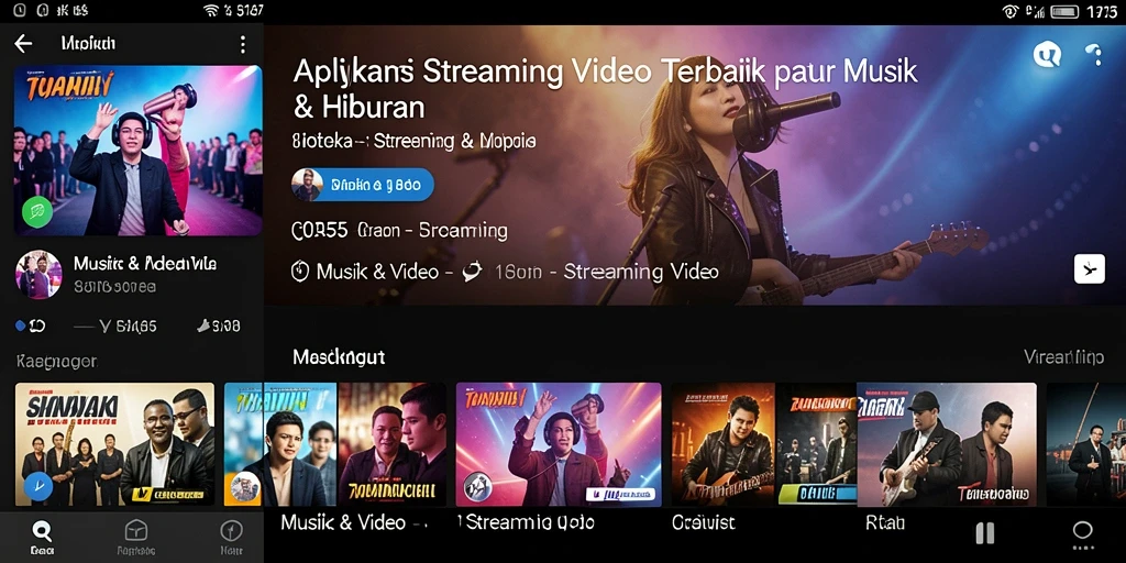Tampilan antarmuka aplikasi Streaming Video 8055 yang sederhana dan intuitif.