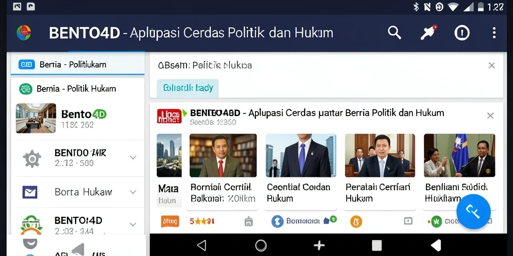 Antarmuka BENTO4D yang menampilkan berita politik dan hukum terkini.