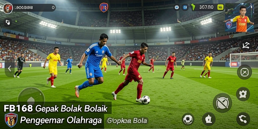 Antarmuka permainan FB168 dengan grafis sepak bola yang memukau.