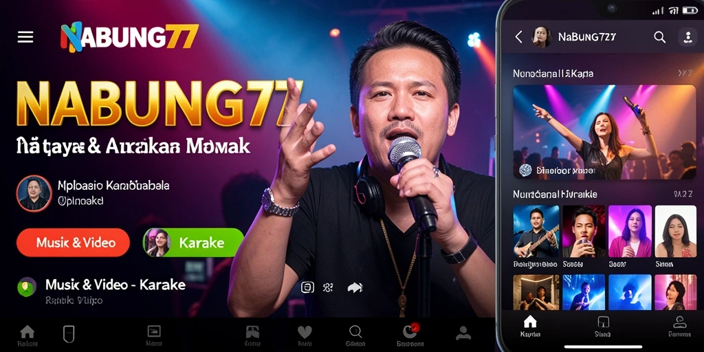 Antarmuka aplikasi NABUNG77 yang menarik dan mudah dipahami untuk karaoke.