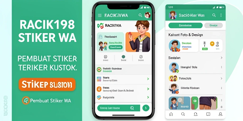 Tampilan antarmuka aplikasi RACIK198 untuk membuat stiker WA yang menarik.