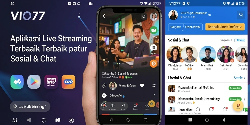 Antarmuka pengguna VIO77 saat Live Streaming dengan fitur interaksi.